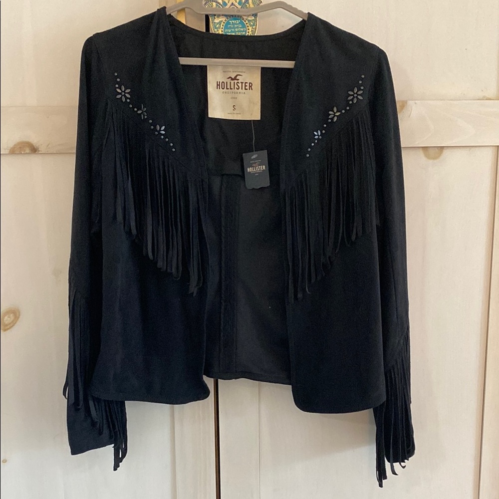 Hollister Black Blazer with Fringe Details